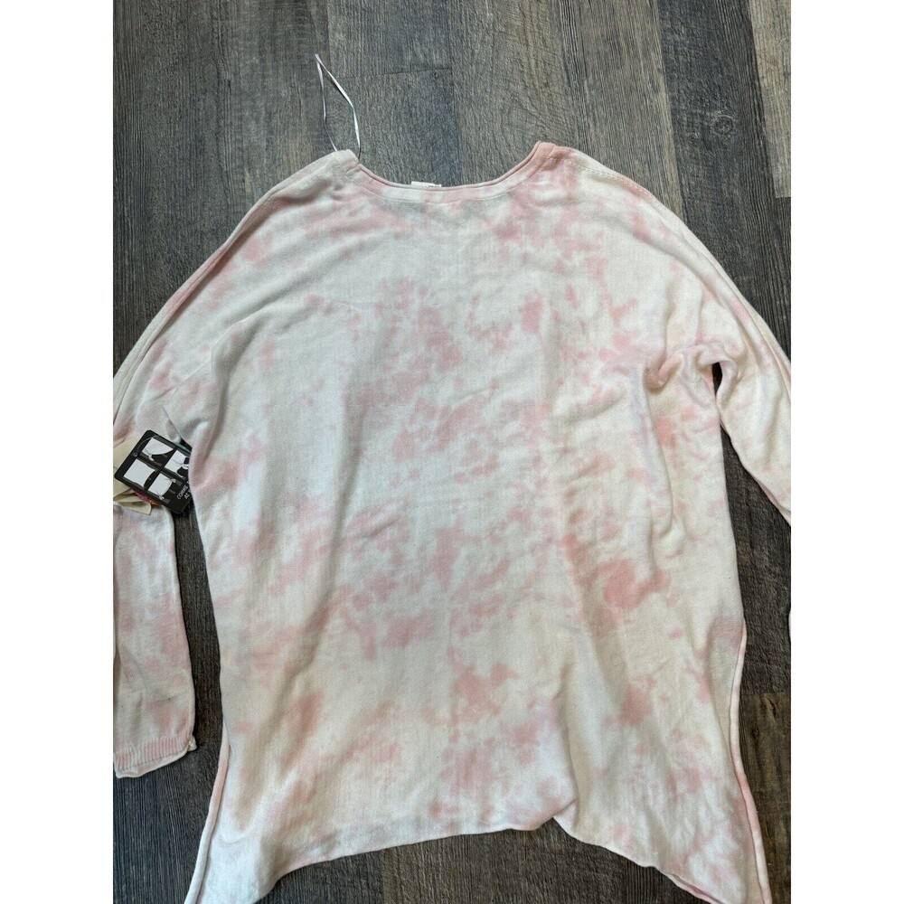 NEW cloth by design Tie-Dye Oversized Knit Tunic top Sweater White Pink XL Women